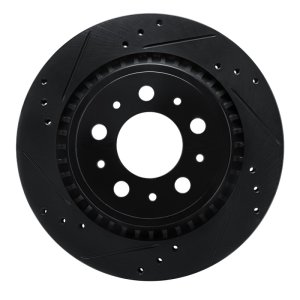 Volvo V70 Brake Rotor (1) - Rear Left - R1 Concepts - Drilled & Slotted - Black - 2000